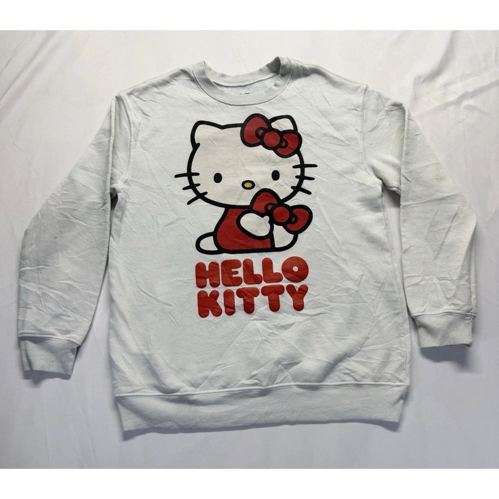 Hello Kitty graphic Sweatshirt Sanrio Women's Size M White cute cozy Wear